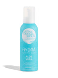 A blue bottle of BondiSandsEU Hydra After Sun Aloe Vera Cooling Foam with a white pump features plant-based hydration and is reef friendly.