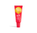 A red tube from the BondiSandsEU SPF 50+ Lip Balm Bundle in Juicy Watermelon stands upright on a white background. The packaging shows yellow and white designs, providing high sun protection for your lips.
