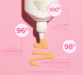 A tube of BondiSandsEU Baby Face Retinol Serum rests above a swirl of yellow cream on a pink background. In a 2021 study: 100% would buy after 30 days, 96% had fewer blemishes, and 98% saw smoother, youthful skin.