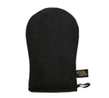 A black, soft-textured mitt with rounded edges and a loop, featuring a “Bondi Sands Europe” tag—ideal for pairing with the Dark Get Glowing 3 Piece Starter Kit or as part of a tanning gift set.
