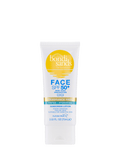 A white tube of BondiSandsEU SPF 50+ Everyday Hydrating Tinted Face Lotion, labeled Fragrance Free, Tinted + Hydrating, with yellow and blue accents, contains 2.53 fl oz (75 mL) and offers a tinted hydrating sunscreen that delivers a dewy finish.