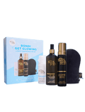 The BondiSandsEU Bondi Get Glowing Tanning Routine 4-piece Gift Set includes self tanning foam, self-tan drops, Liquid Gold tanning oil spray, and a black mitt—your essentials for a flawless glow.