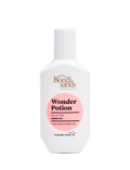 A white bottle of BondiSandsEU Wonder Potion Hero Oil with sea buckthorn for nourished skin, pink label, and ribbed white cap. Text highlights it's Australian made and offers anti-ageing benefits.
