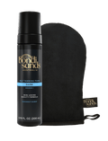 The BondiSandsEU Dark Self Tanning Foam & Application Mitt Bundle features a coconut-scented 200 mL (6.76 fl. oz.) bottle and mitt for an even, flawless tan.