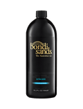 A 1L black bottle of BondiSandsEU Salon Solution Ultra Dark shows gold and white text, a blue label, and the Australian tan bridge logo.