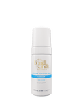 A white 100 mL bottle of BondiSandsEU Self Tan Remover Foam Eraser Mini with a gold and blue logo, clear cap, and text highlighting its quick-acting tan removal formula.