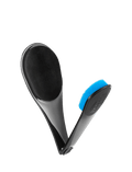 The BondiSandsEU Back Applicator is a black plastic tool with a hinged design, featuring a black sponge on one side and a blue sponge on the other, shown against a plain white background.