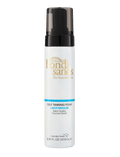 A white bottle of BondiSandsEU Light/Medium Self Tanning Foam with a black pump features "Salon Quality," "Coconut Scent," and 6.76 fl oz (200 mL) on the label, promising a flawless finish and natural glow.