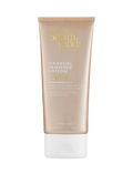 A beige tube of BondiSandsEU Tinted Skin Perfector Gradual Tanning Lotion with gold and white text stands upright against a white background.