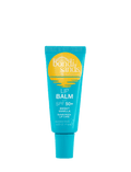 A blue tube of BondiSandsEU Vanilla SPF 50+ Lip Balm, labeled Sweet Vanilla, provides sun protection and is infused with nourishing shea butter. The yellow logo shows a sun over water, and the tube contains 10g (0.35 oz) of product.