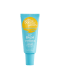 A blue tube of BondiSandsEU Vitamin E Toasted Coconut Lip Balm, featuring a yellow sun logo and labeled "Moisturising Lip Care," designed to hydrate lips, is shown on a white background.