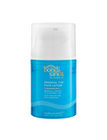 A blue and white 50ml bottle of BondiSandsEU Gradual Self Tanning Face Lotion, dermatologist approved and non-comedogenic, adds a natural tan with hydrating shea butter. Gold and white text adorn the bottle against a light background.