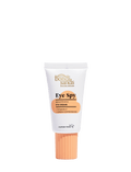A white and orange tube of BondiSandsEU Eye Spy Vitamin C Eye Cream, formulated with vitamin C and green coffee beans to brighten under eyes and reduce dark circles, is standing upright on a plain white background.