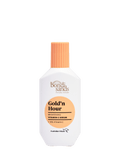 A white bottle of BondiSandsEU Gold'n Hour Vitamin C Serum, featuring an orange cap and label, is displayed against a plain white background.