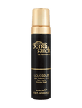 A 7.04 fl oz (200 mL) black and gold bottle of BondiSandsEU Liquid Gold Self Tanning Foam, labeled as salon quality for a golden glow with a coconut scent. Ideal for achieving flawless self tanning results at home.