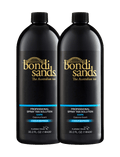 Two black 1-liter bottles of BondiSandsEU Dark Salon Solution 1L Duo, featuring gold and blue labeling, a coconut scent, and “2 Hour Express” prominently displayed on the front. Enjoy a premium professional spray tan solution crafted for flawless results.