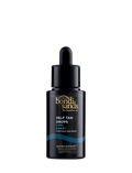 A black bottle of BondiSandsEU Dark Self Tanning Face Drops—non-comedogenic and suitable for both face and body—features a dropper cap and comes in a 30ml size. Specifically labeled as self tanning face drops, it is shown against a plain white background, making it ideal for achieving a bronzed complexion.