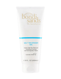 A white tube of BondiSandsEU Self Tan Remover Gel Eraser featuring a gold logo and blue accents, designed as an instant self tan remover with a hydrating, exfoliating gel formula that is dermatologically tested, available in a 200ml size.