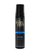 A 200 mL black bottle of BondiSandsEU Ultra Dark Self Tanning Foam, featuring gold and blue label text that highlights its coconut scent and quality formula for a natural glow and long-lasting tan.