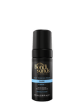 A 100 mL mini black bottle of BondiSandsEU Dark Self Tanning Foam, featuring a blue label with gold text and a coconut scent, delivers an effortless natural glow for those seeking a dark self tanner.