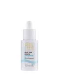A bottle of BondiSandsEU Light-Medium Self Tanning Face Drops with a white dropper cap, labeled for face and body, sits against a plain white background. These self tanning face drops are formulated to deliver a bronzed complexion and are non-comedogenic, making them suitable for all skin types.